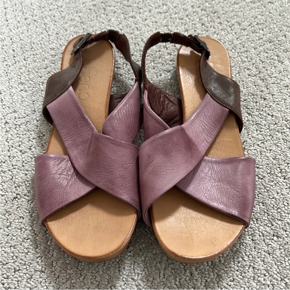 Bueno Flat sandals purple lilac Cross strap slingback